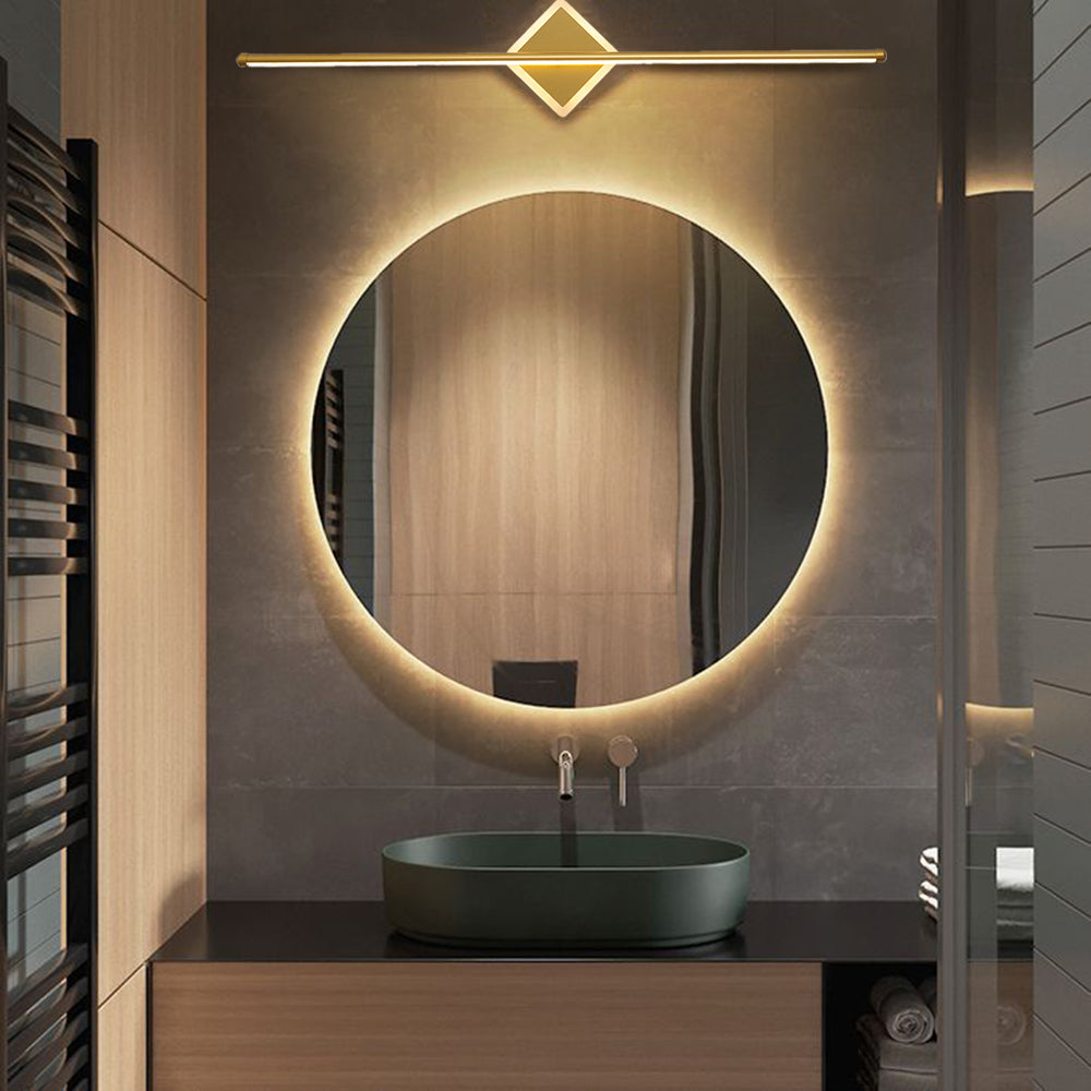 Arisha LED Linear Mirror Front Vanity Wall Lamp, Black/Gold - Neutral Decor