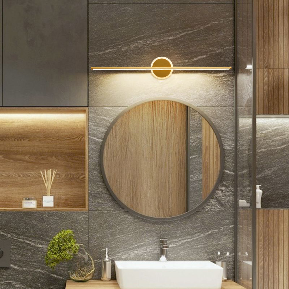 Arisha LED Linear Mirror Front Vanity Wall Lamp, Black/Gold - Neutral Decor