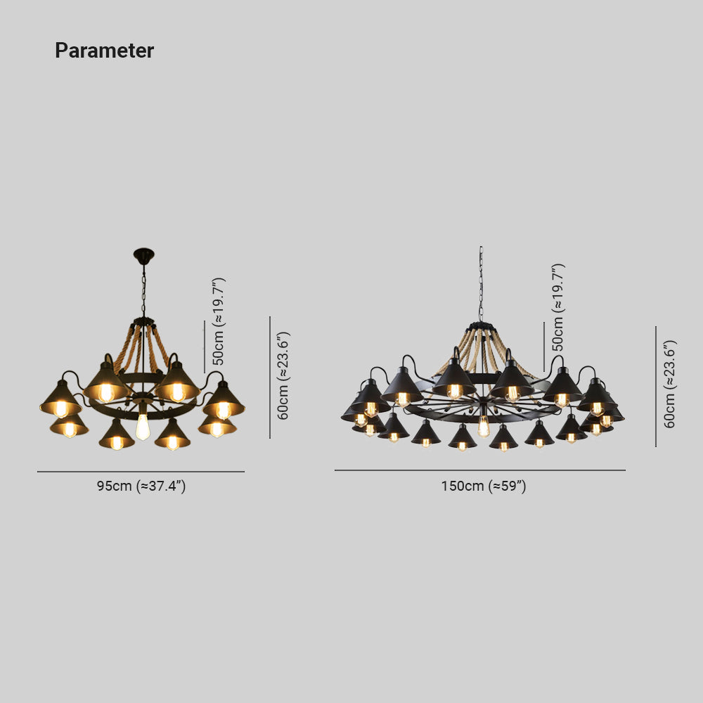 Epoch Vintage Industrial Rope Chandelier Living Room - Neutral Decor
