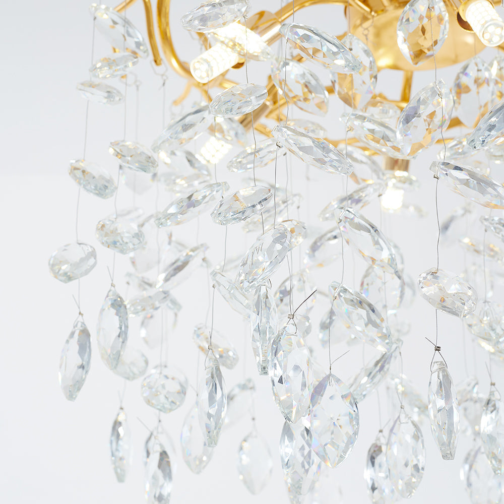 Kristy Contemporary Gold Glass Crystal Chandelier - Neutral Decor