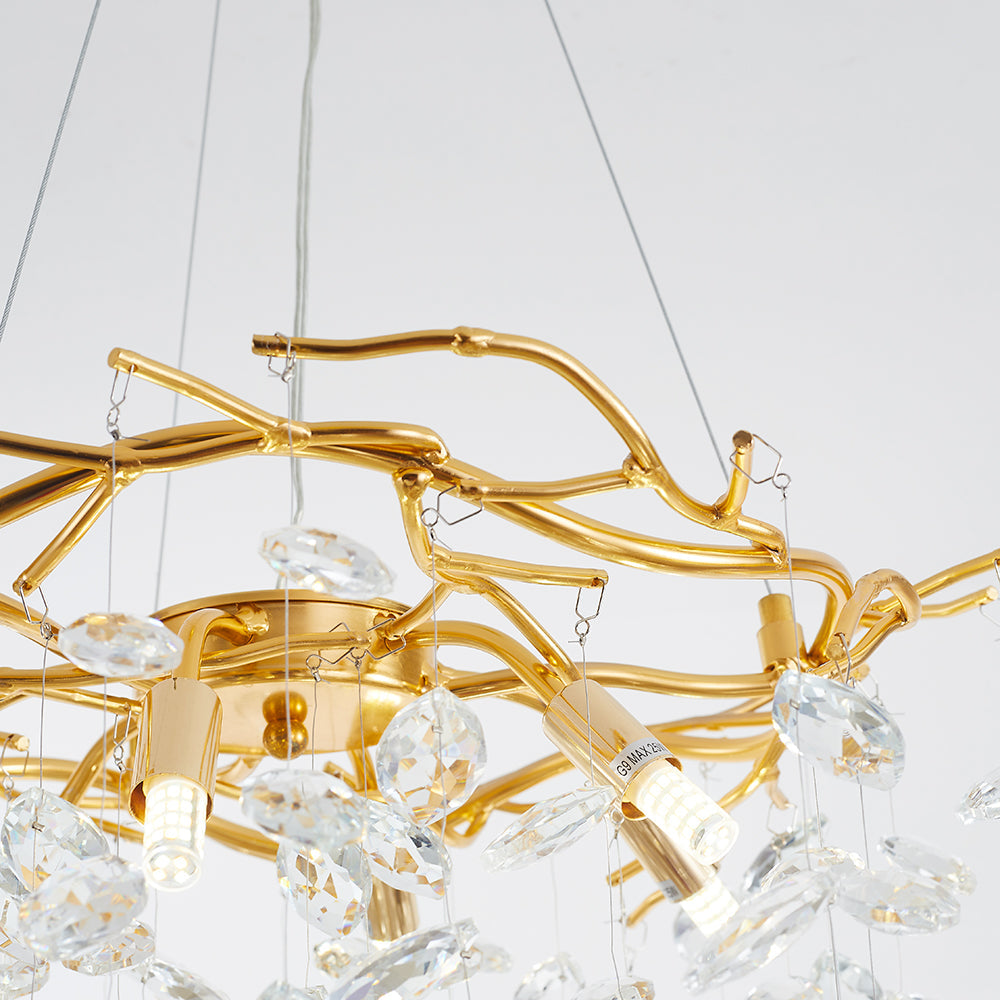 Kristy Contemporary Gold Glass Crystal Chandelier - Neutral Decor
