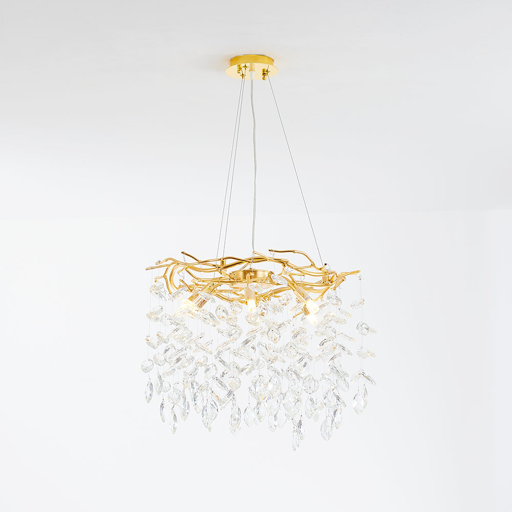 Kristy Contemporary Gold Glass Crystal Chandelier - Neutral Decor