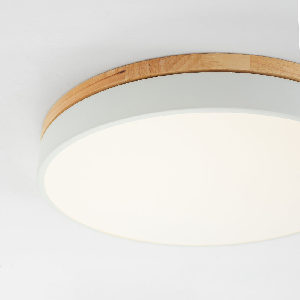 Aria Nordic LED Round Flush Mount Ceiling Light Wood Color - Neutral Decor