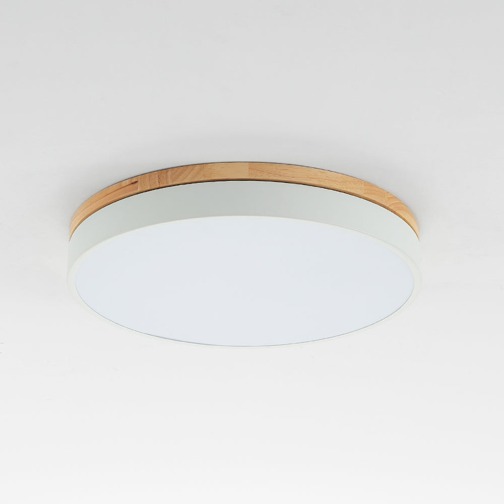 Aria Nordic LED Round Flush Mount Ceiling Light Wood Color - Neutral Decor