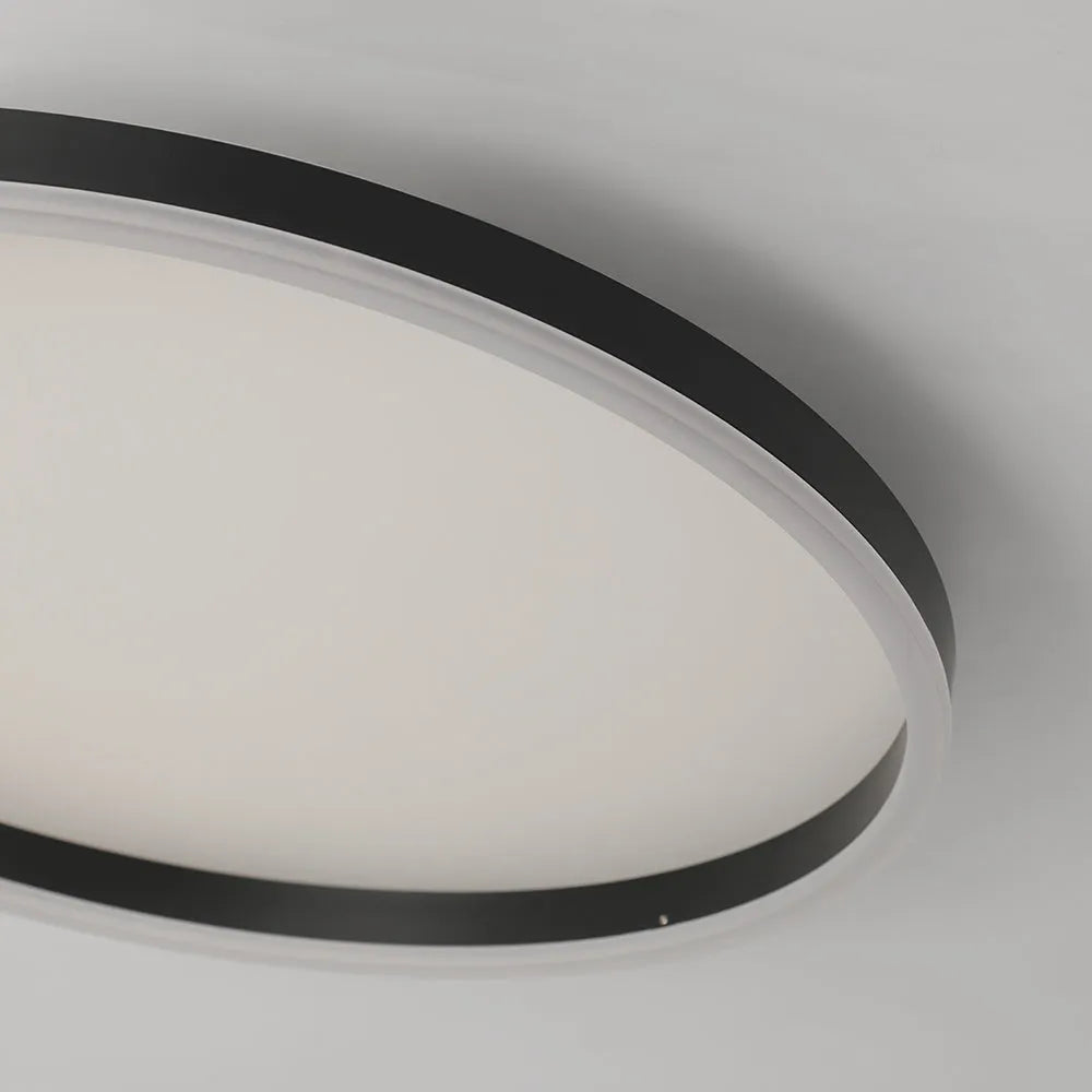 Arisha Minimalist Ring Metal Flush Mount Ceiling Light, Black - Neutral Decor