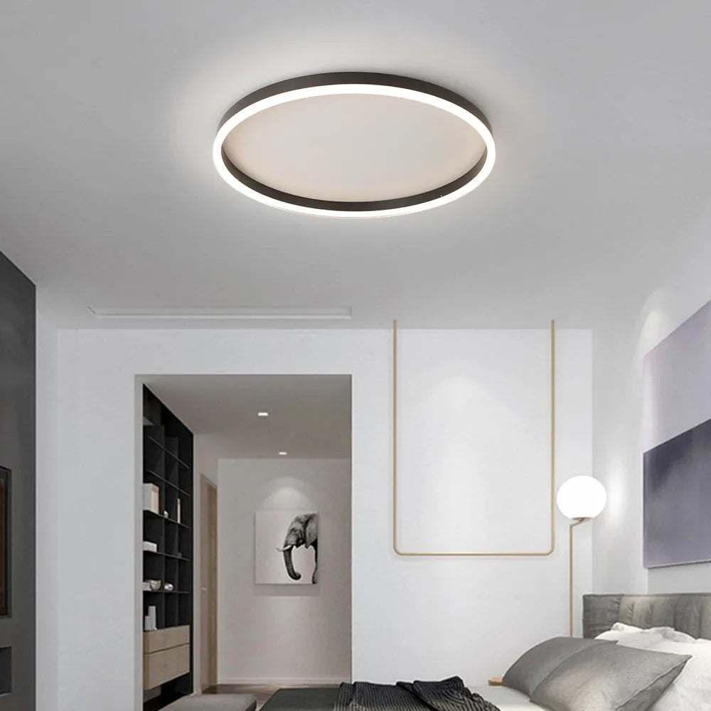 Arisha Minimalist Ring Metal Flush Mount Ceiling Light, Black - Neutral Decor