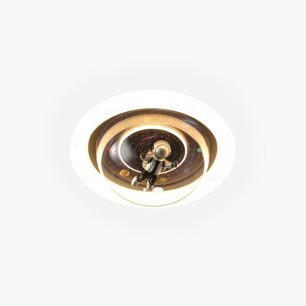 Aria Cosmic Astronaut & Galaxy Motif Flush Mount Ceiling Light - Neutral Decor