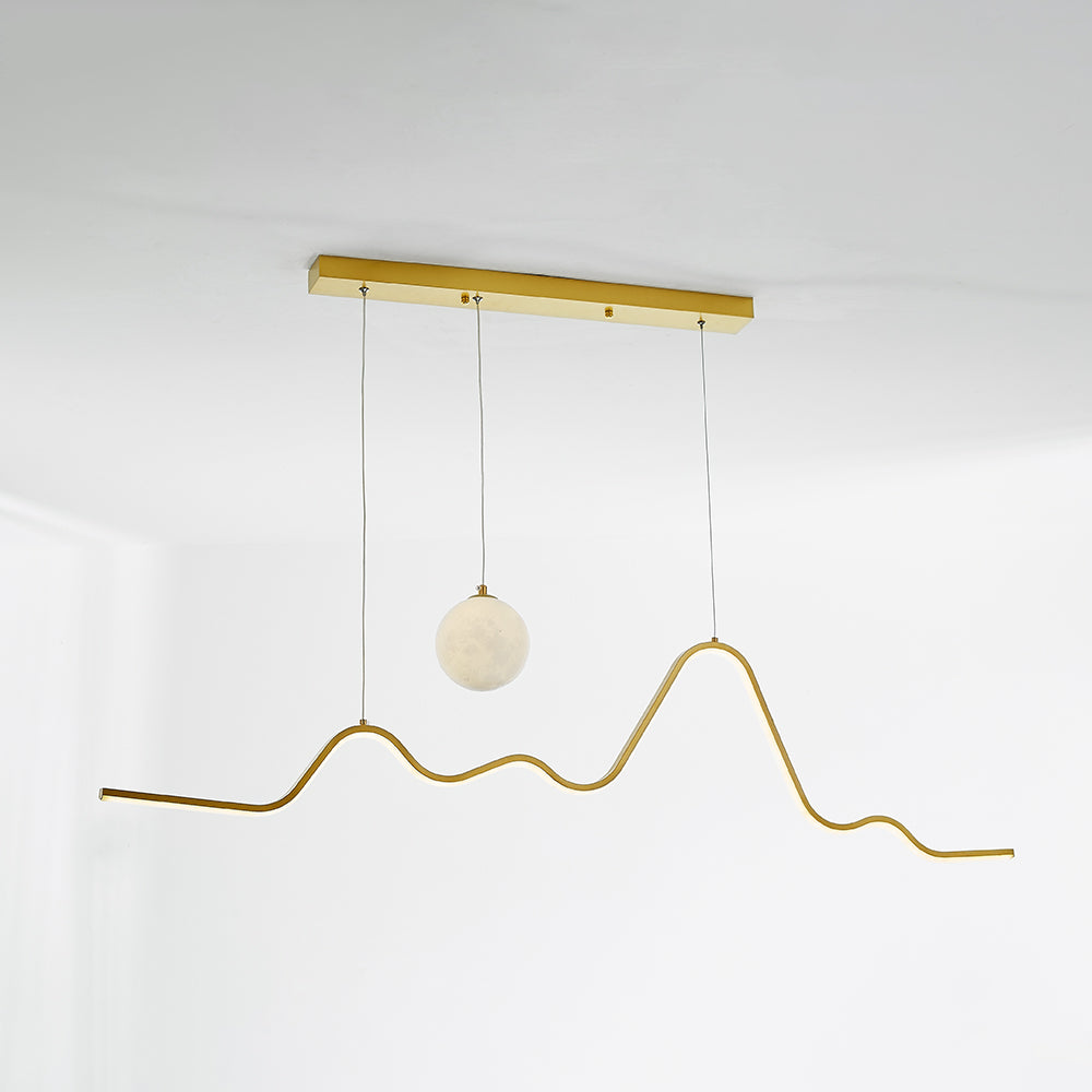 Arisha Minimalist Wavy Metal Pendant Light, Black/White/Gold - Neutral Decor