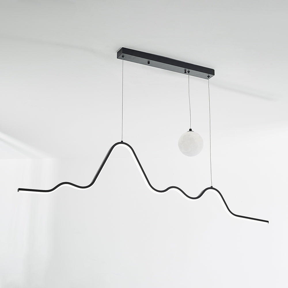 Arisha Minimalist Wavy Metal Pendant Light, Black/White/Gold - Neutral Decor