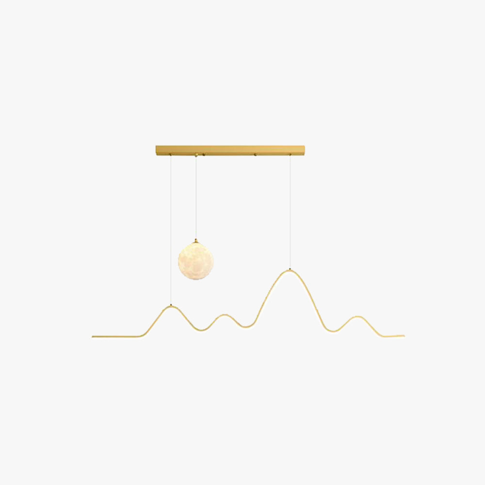 Arisha Minimalist Wavy Metal Pendant Light, Black/White/Gold - Neutral Decor