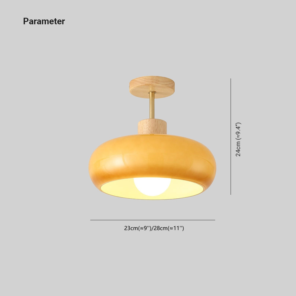 Valentina Flush Mount Ceiling Light Cup Minimalist Wood/Glass White/Orange - Neutral Decor
