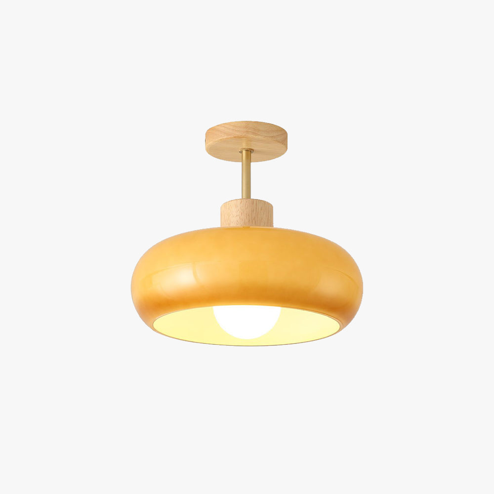 Valentina Flush Mount Ceiling Light Cup Minimalist Wood/Glass White/Orange - Neutral Decor