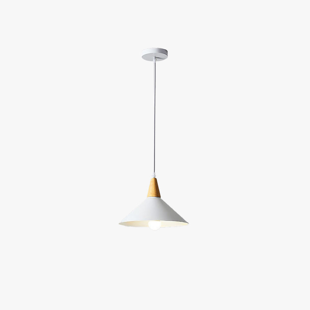 Valentina Minimalist Cap-shaped Metal Pendant Light, Natural Wood - Neutral Decor