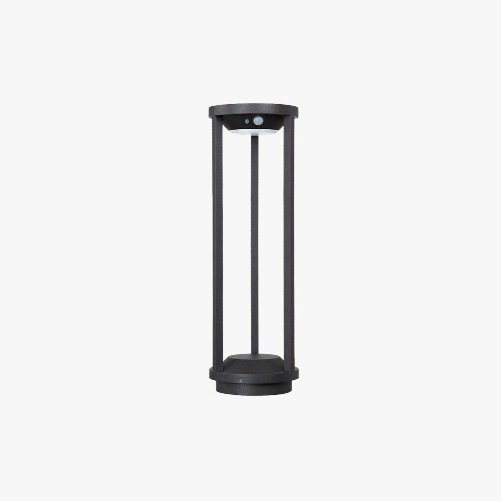 Ray Modern Metal Cylindrical Hollow Outdoor Bollard Light, Black - Neutral Decor