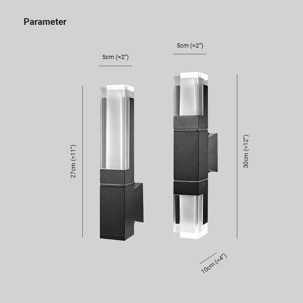 Ray Modern Rectangular Double- Head Metal Outdoor Wall Lamp - Neutral Decor