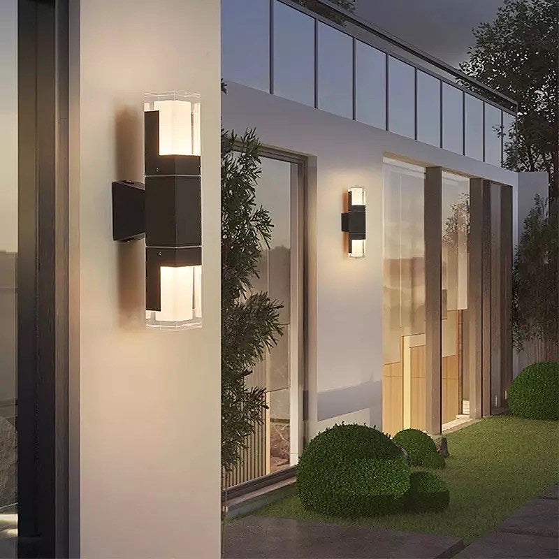 Ray Modern Rectangular Double- Head Metal Outdoor Wall Lamp - Neutral Decor