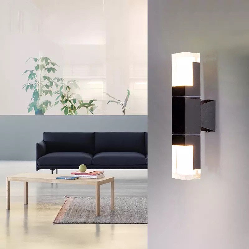 Ray Modern Rectangular Double- Head Metal Outdoor Wall Lamp - Neutral Decor