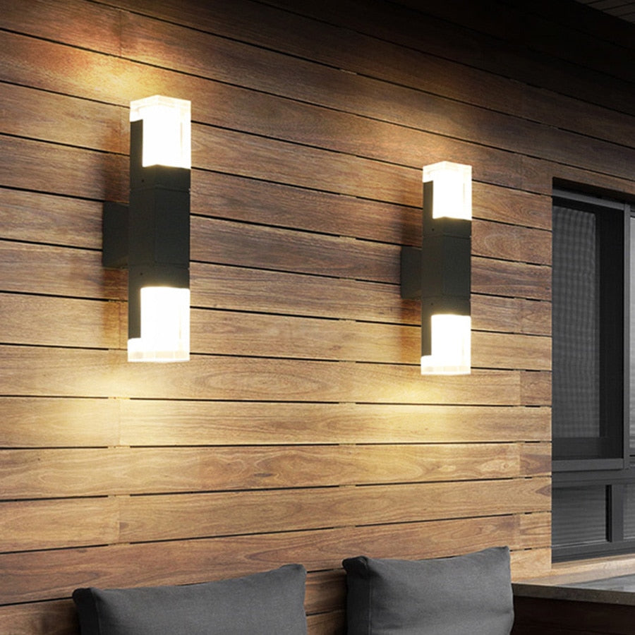 Ray Modern Rectangular Double- Head Metal Outdoor Wall Lamp - Neutral Decor