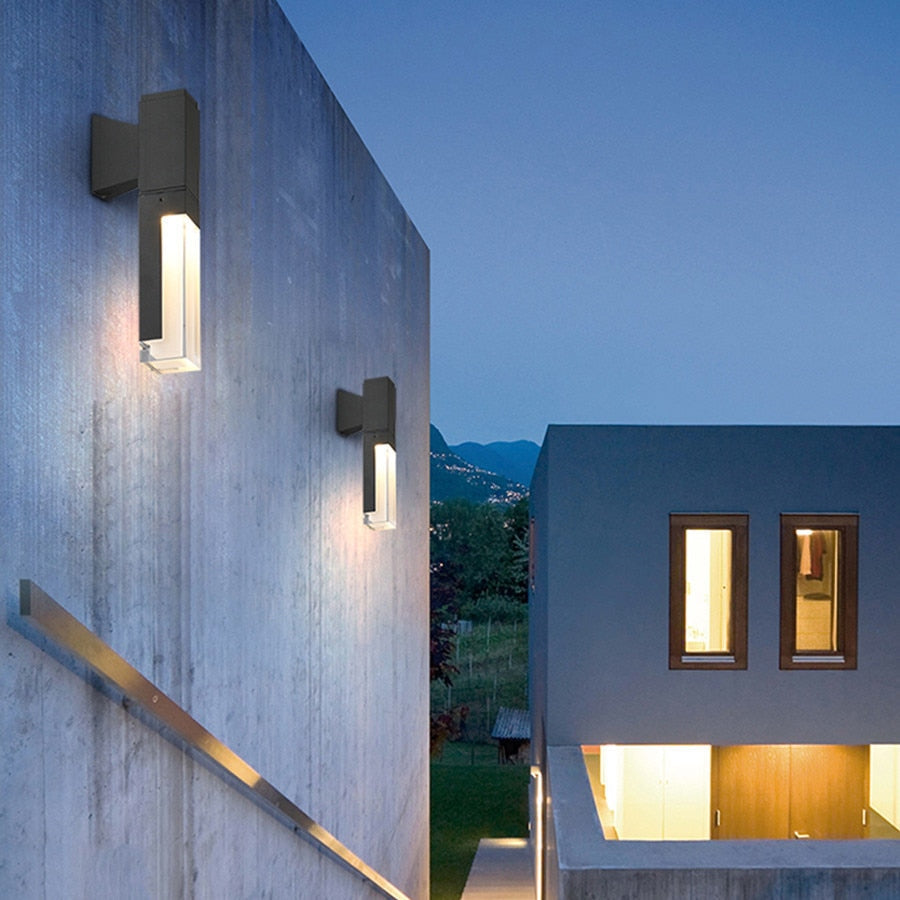 Ray Modern Rectangular Double- Head Metal Outdoor Wall Lamp - Neutral Decor