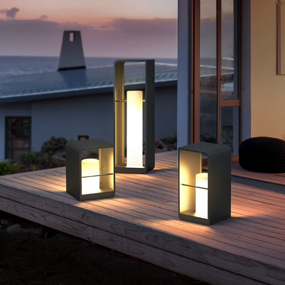 Ray Minimalist Rectangular Solar Power Outdoor Path Lighting, Black - Neutral Decor