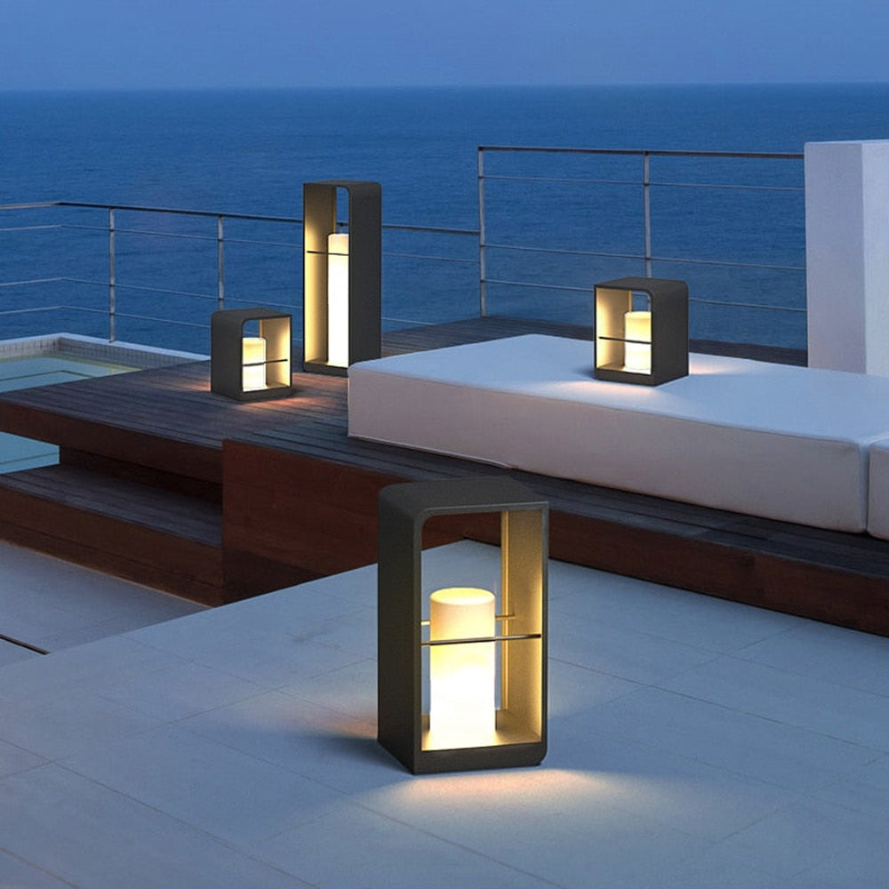 Ray Minimalist Rectangular Solar Power Outdoor Path Lighting, Black - Neutral Decor