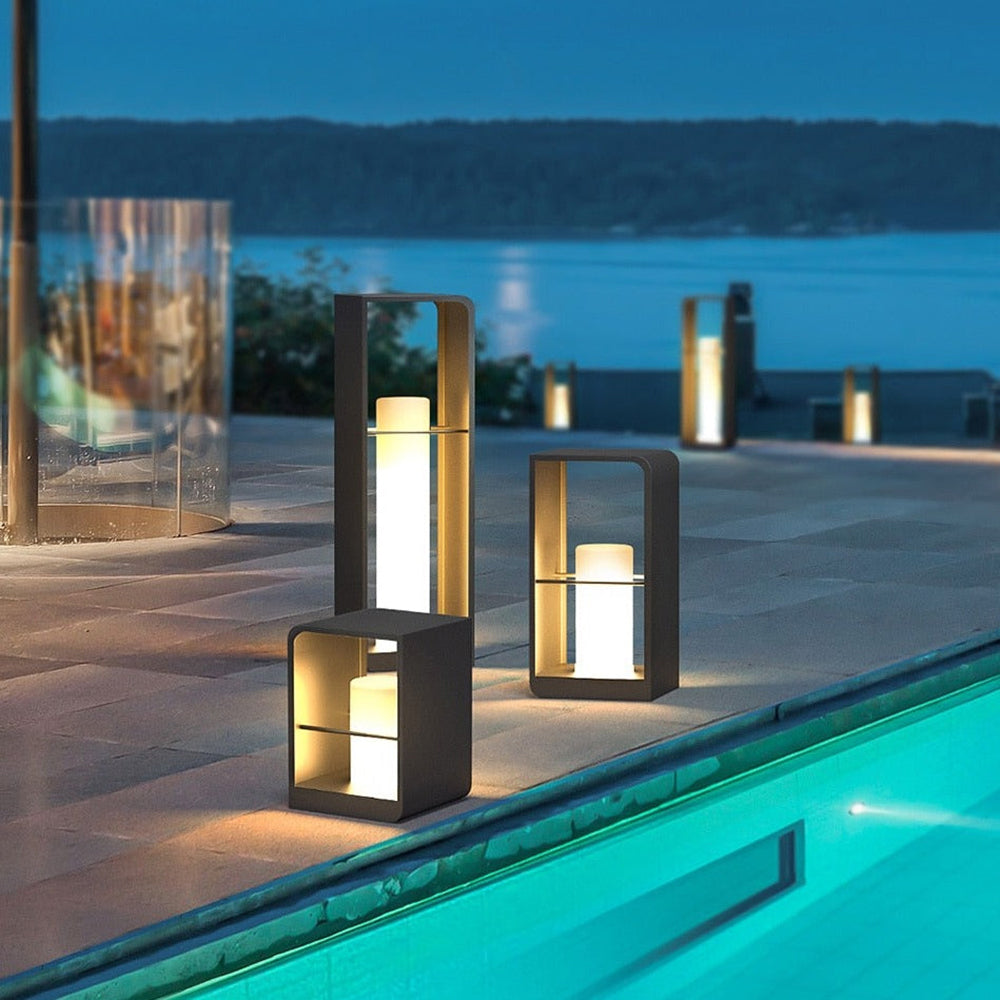 Ray Minimalist Rectangular Solar Power Outdoor Path Lighting, Black - Neutral Decor