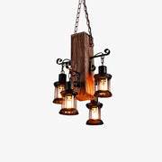 Austin Industrial Lantern Wood Pendant Light - Neutral Decor