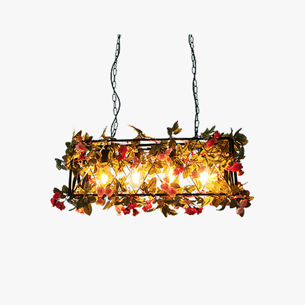 Ritta Rustic Art Deco Plant Rectangle Pendant Light - Neutral Decor