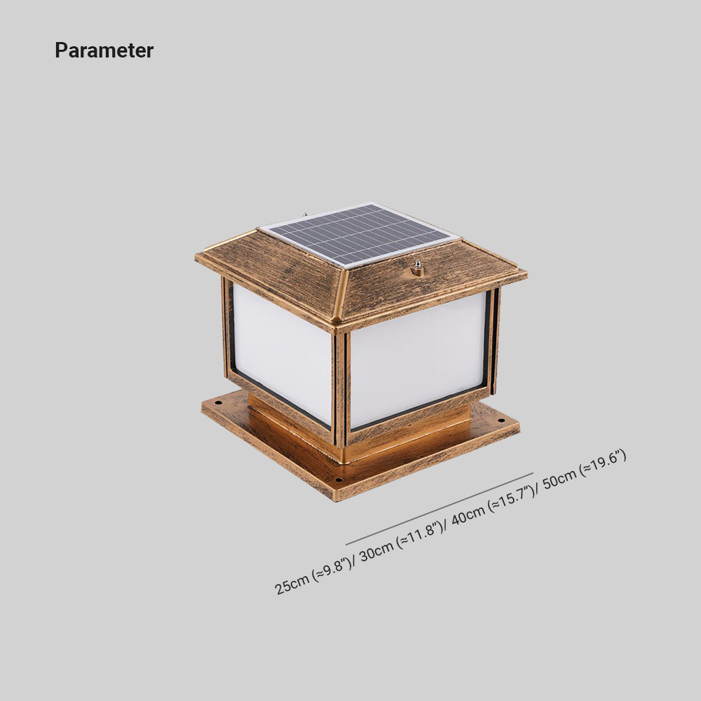 Ray Vintage Rectangle Metal Outdoor Solar Lamps, Black/Bronze - Neutral Decor
