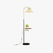 Ozawa Pleated Metal Floor Lamp With Shelves,Gold-Black/Gold - Neutral Decor