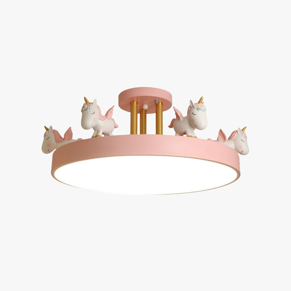 Arisha Modern Round Unicorn Semi-Flush Mount Ceiling Light - Neutral Decor