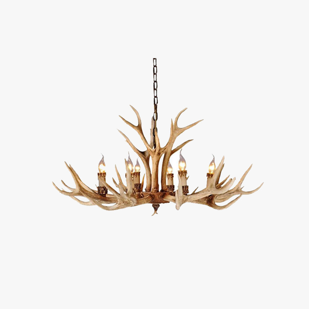 Silva Retro Deer Antlers Candle light Horn Resin Chandelier - Neutral Decor