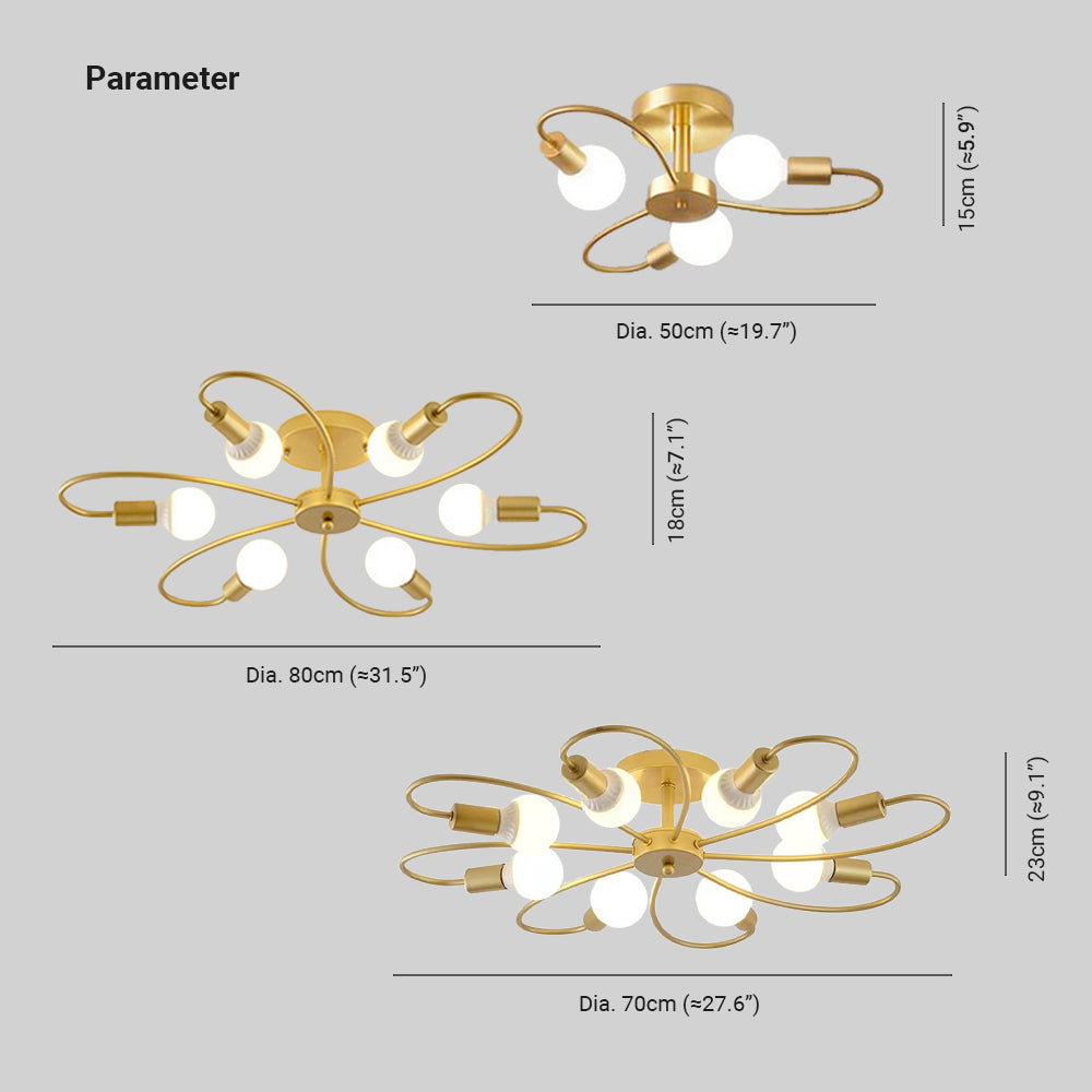 Valentina Modern Metal Flush Mount Ceiling Light, Black/Gold - Neutral Decor