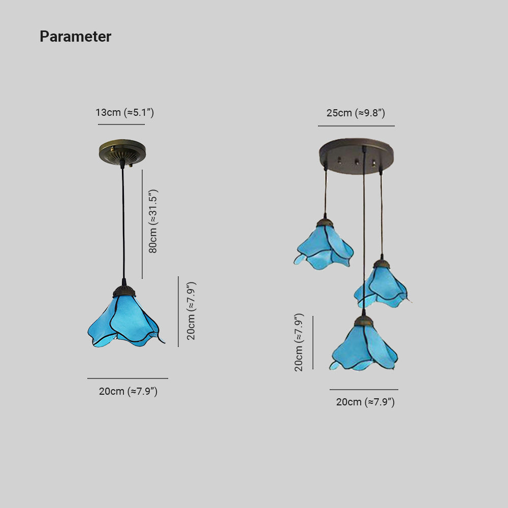 Arisha Flower Resin Pendant Light, Blue/Pink, 1/3 Heads - Neutral Decor