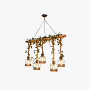 Epoch Caged Vintage Farmhouse Wood Beam Pendant Light 3/5 Heads - Neutral Decor