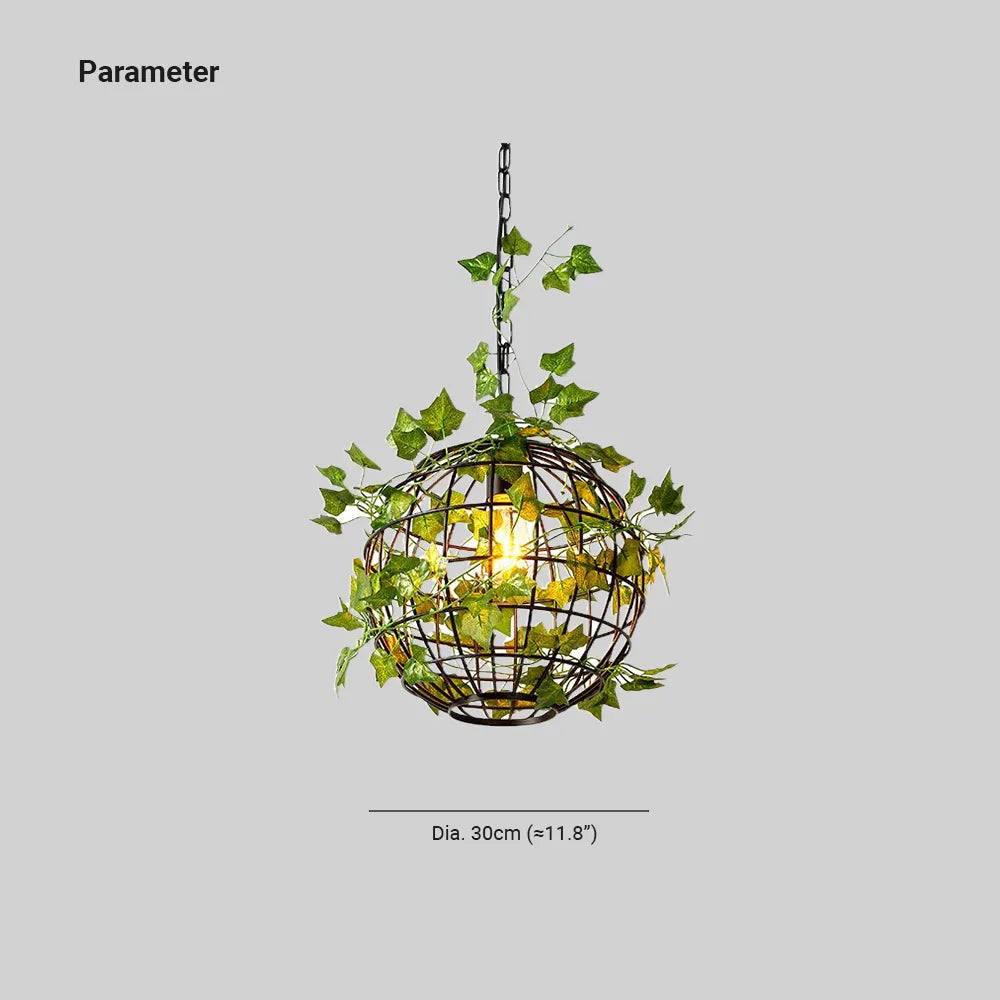 Ritta Rustic Plant Art Deco Globe Vine Pendant Light - Neutral Decor