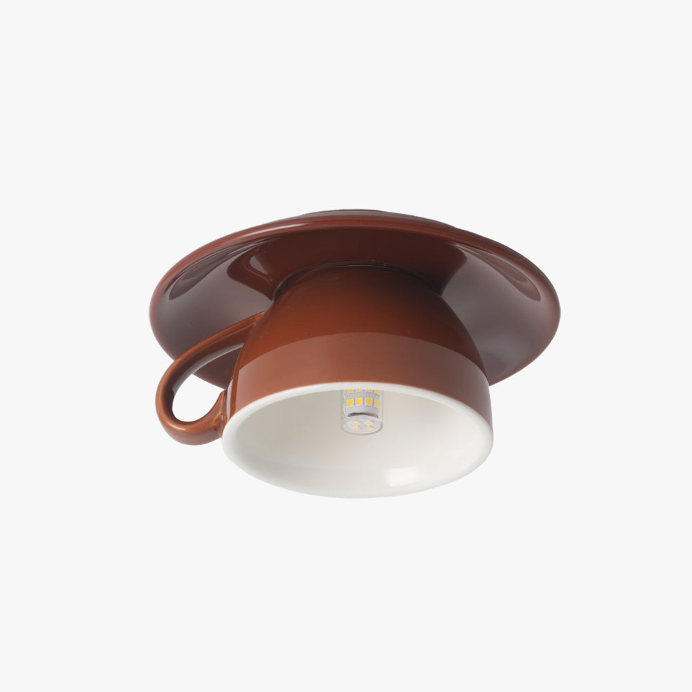 Aria Modern Coffee Cups Ceramic Flush Ceiling Lighting - Neutral Decor
