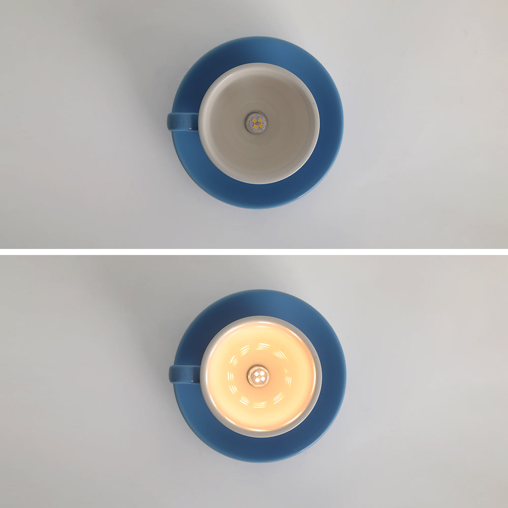 Aria Modern Coffee Cups Ceramic Flush Ceiling Lighting - Neutral Decor
