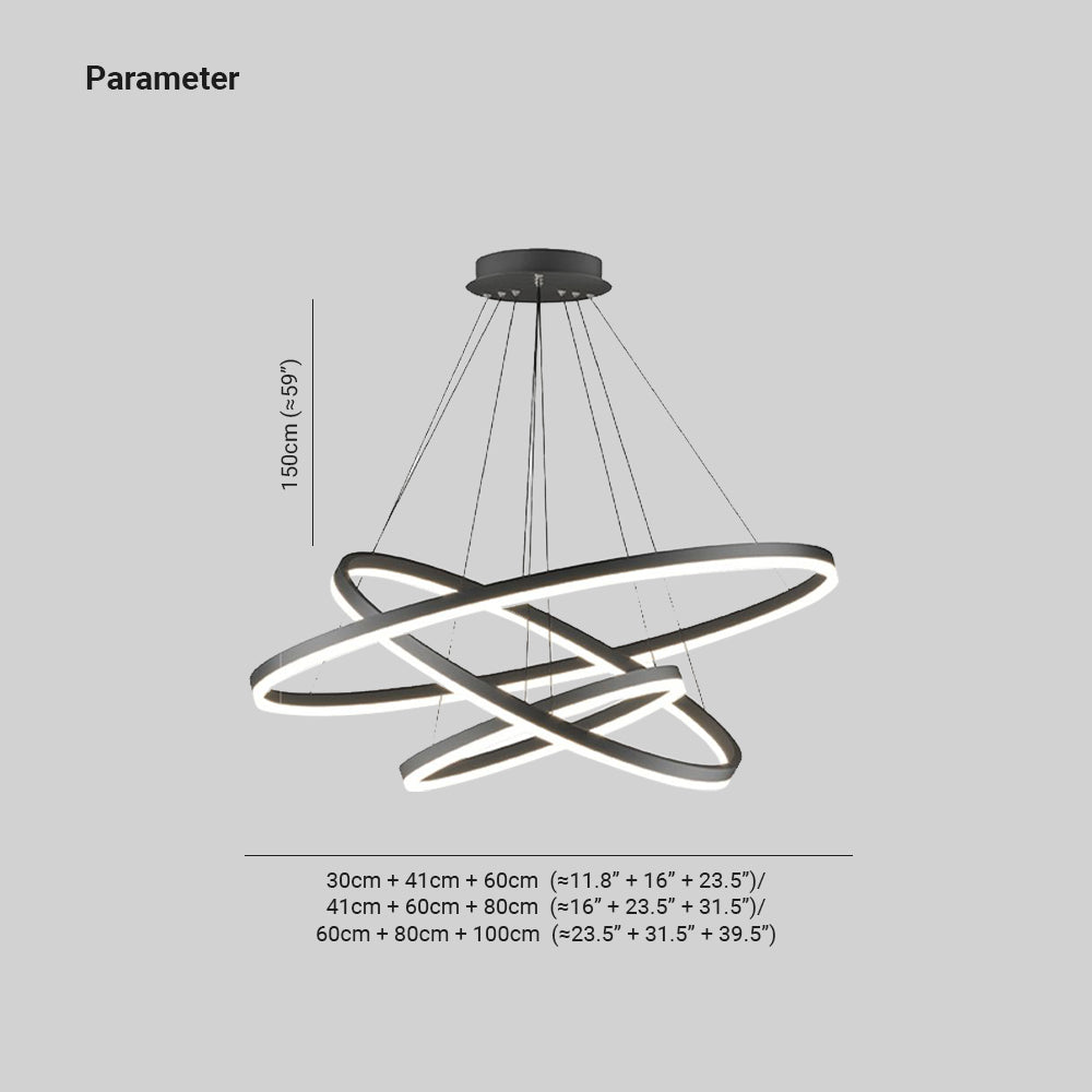 Arisha 3-Rings Black Black Modern Pendant Light - Neutral Decor