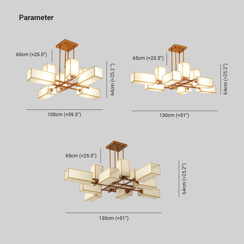 Arisha Pendant Light Square Retro, Metal/Fabric, Black/Gold, Living Room - Neutral Decor