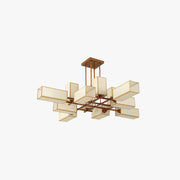 Arisha Pendant Light Square Retro, Metal/Fabric, Black/Gold, Living Room - Neutral Decor