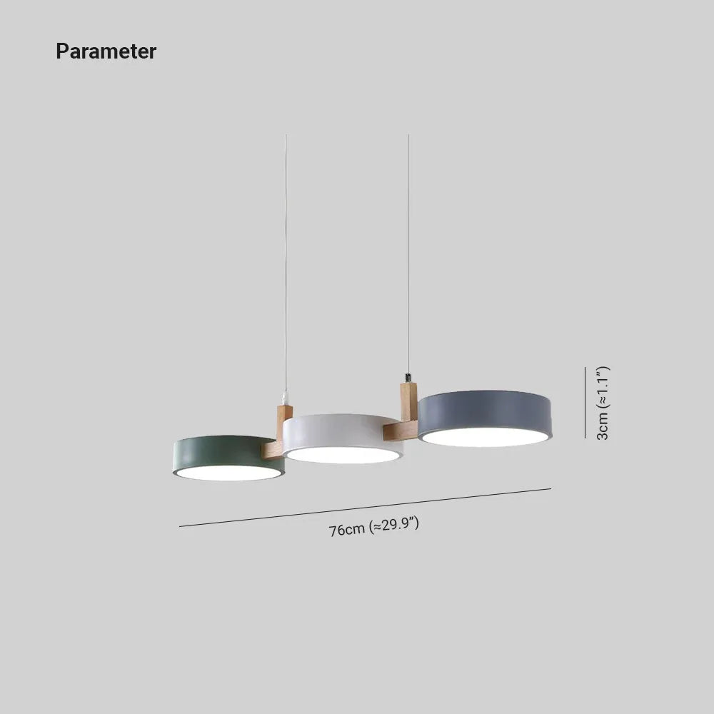 Aira Metal & Wood 3 Heads Circular LED Pendant Light - Neutral Decor