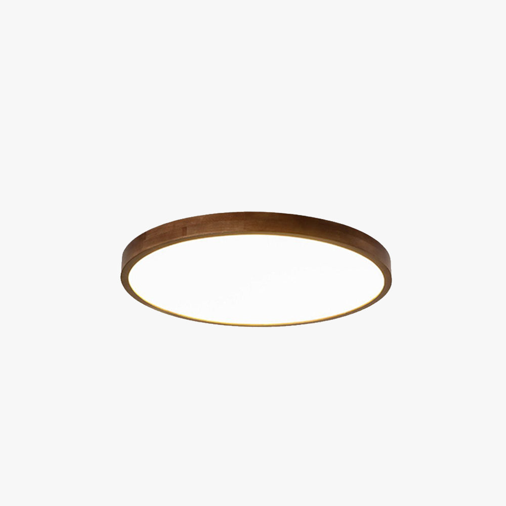 Muto Modern Geometric Walnut LED Flush Mount Ceiling Light - Neutral Decor