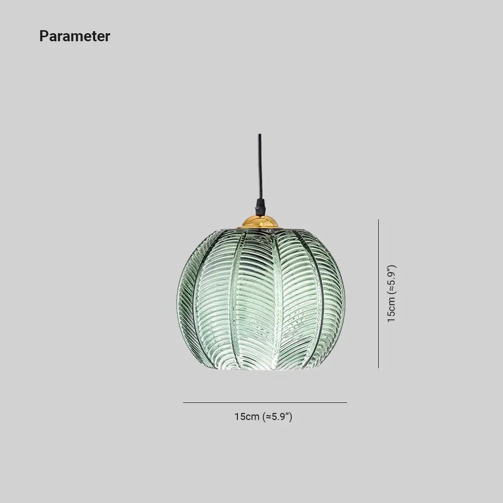 Aira Green Nordic Artistic Ribbed Glass Pendant Light - Neutral Decor