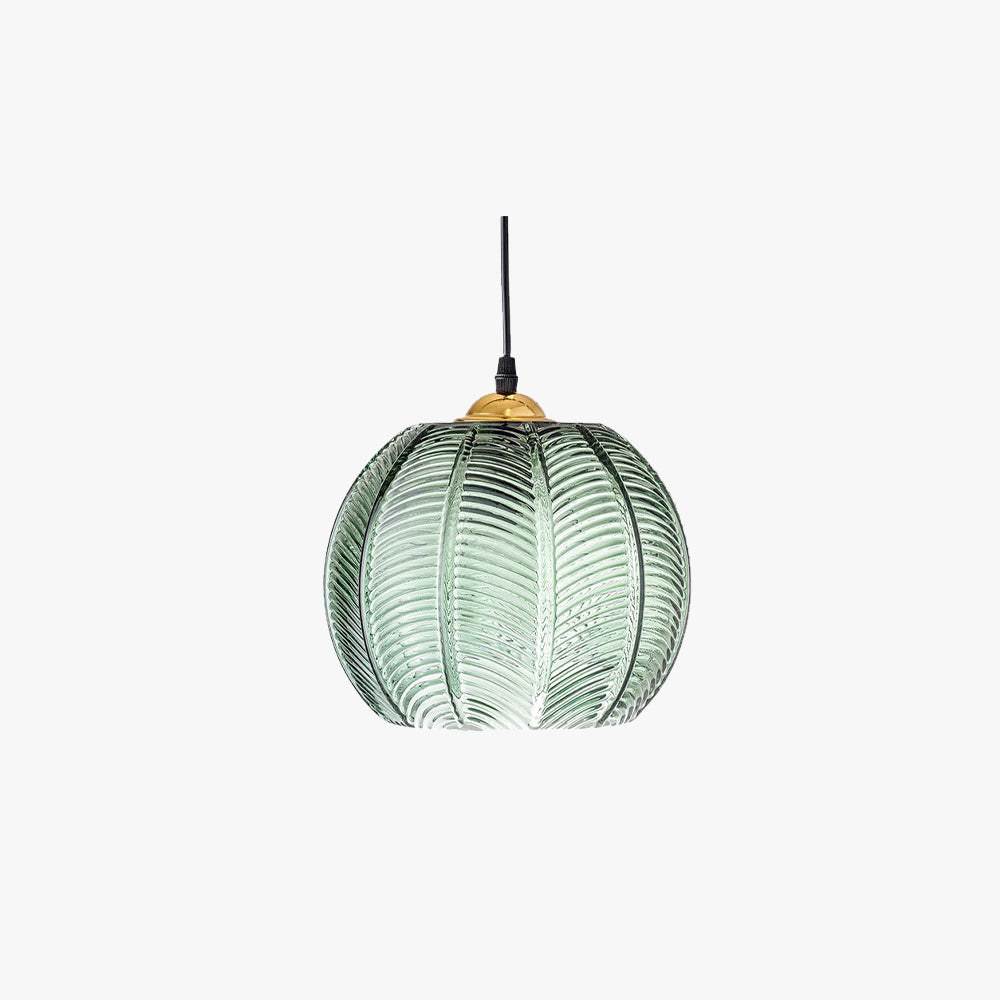 Aira Green Nordic Artistic Ribbed Glass Pendant Light - Neutral Decor