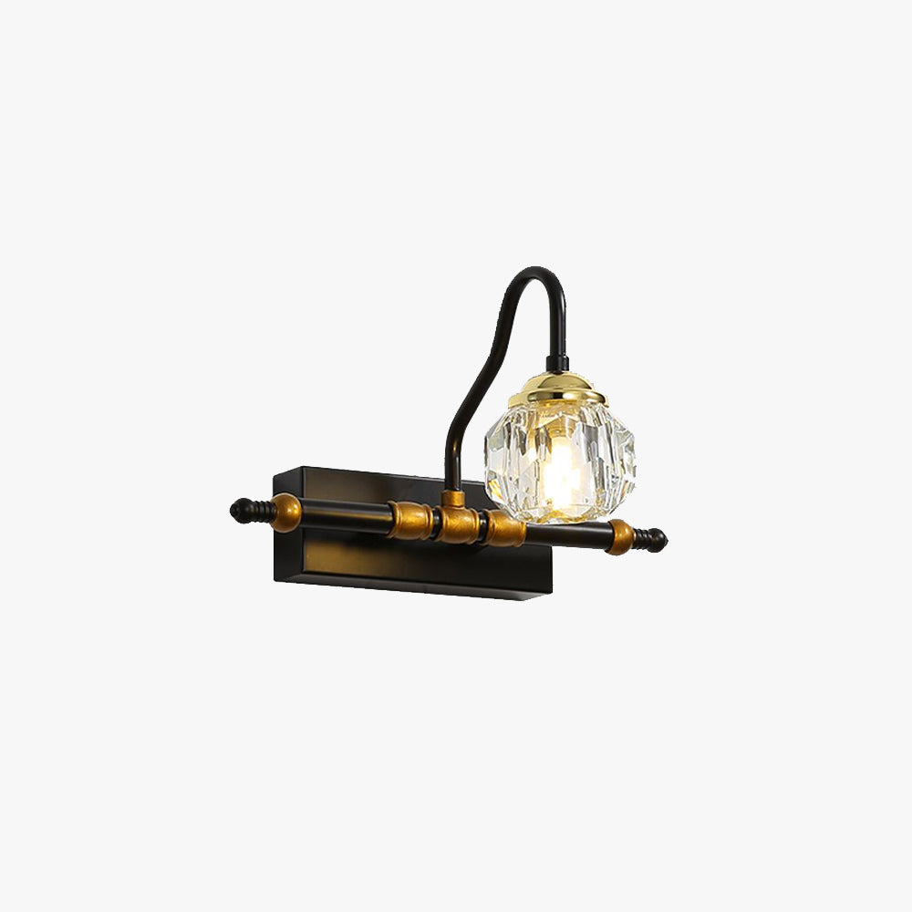 Kristy Vintage Crystal Globe Vanity Wall Lamp, Black, Bathroom - Neutral Decor