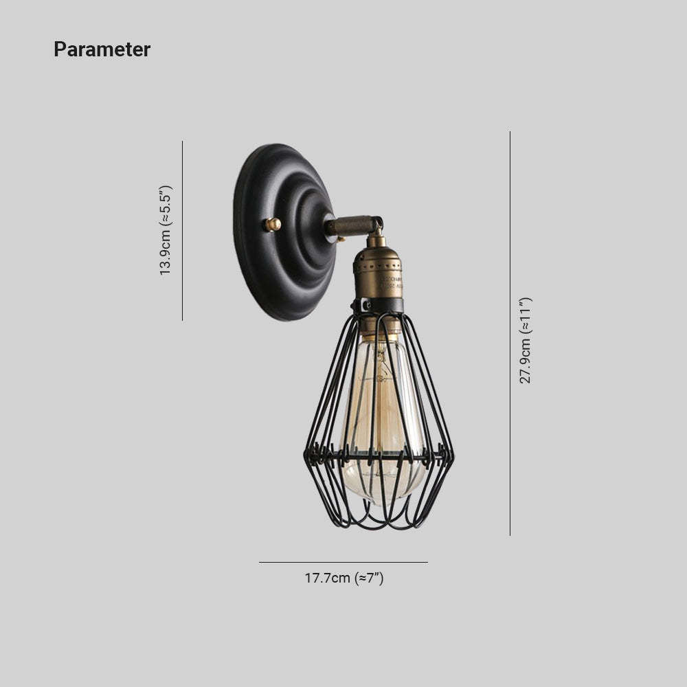 Alessio Industrial Lantern Shaped Metal Wall Lamp, Black/Rust - Neutral Decor
