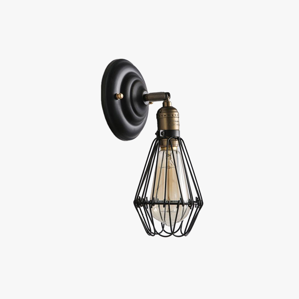 Alessio Industrial Lantern Shaped Metal Wall Lamp, Black/Rust - Neutral Decor