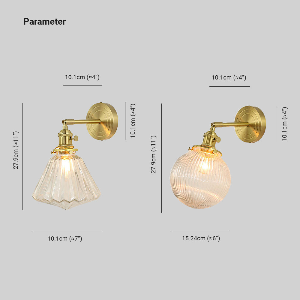 Valentina Luxury Globe/Flower Glass Vanity Wall Lamp, Gold, Bedroom - Neutral Decor