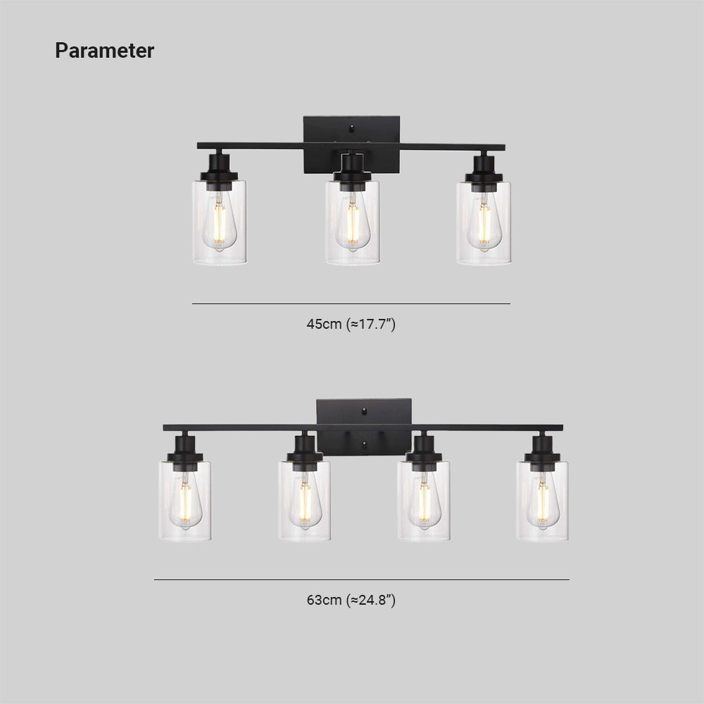 Alessio Industrial Metal/Glass Wall Lamp, Black, Bathroom, Vanity - Neutral Decor